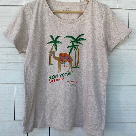 Women’s J. Crew Bon Voyage Camel Tangier Morocco Short Sleeve Tee - Picture 5 of 7